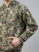 Army printed hoodie for men with two front pockets