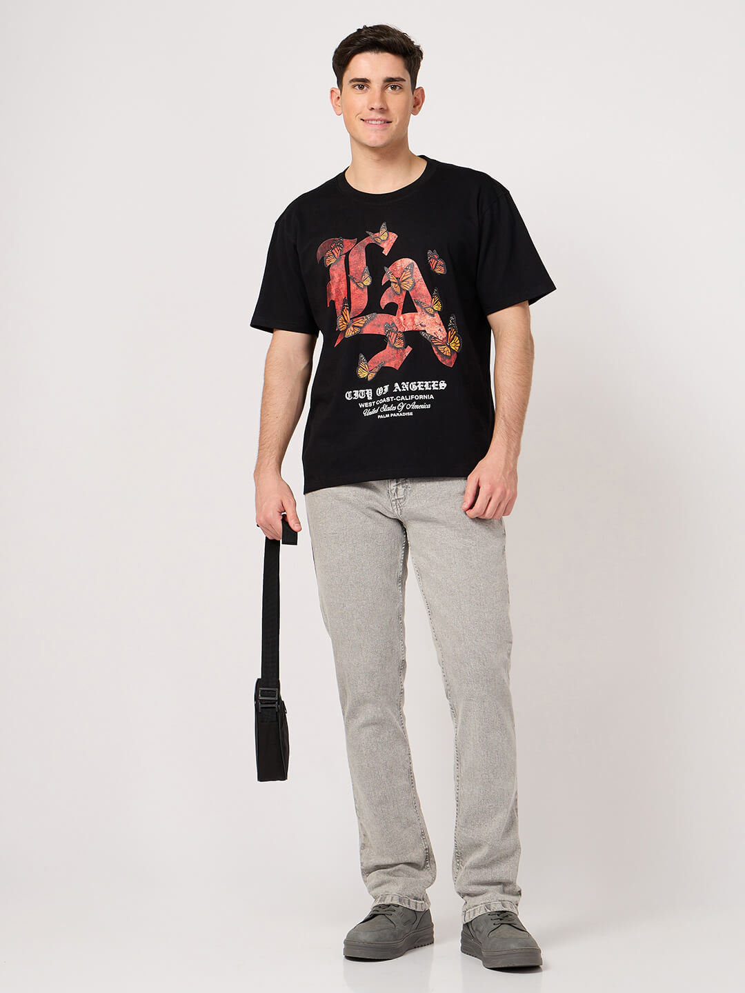 LA printed black t shirt for men by thrust.club