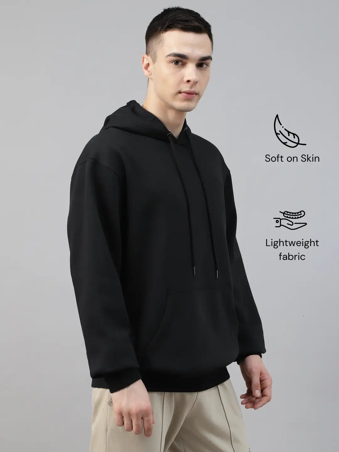 Man wearing a black classic hoodie