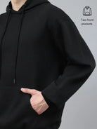 Black hoodie with two front pockets
