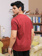 Men Maroon Crew Neck Cotton T-shirt