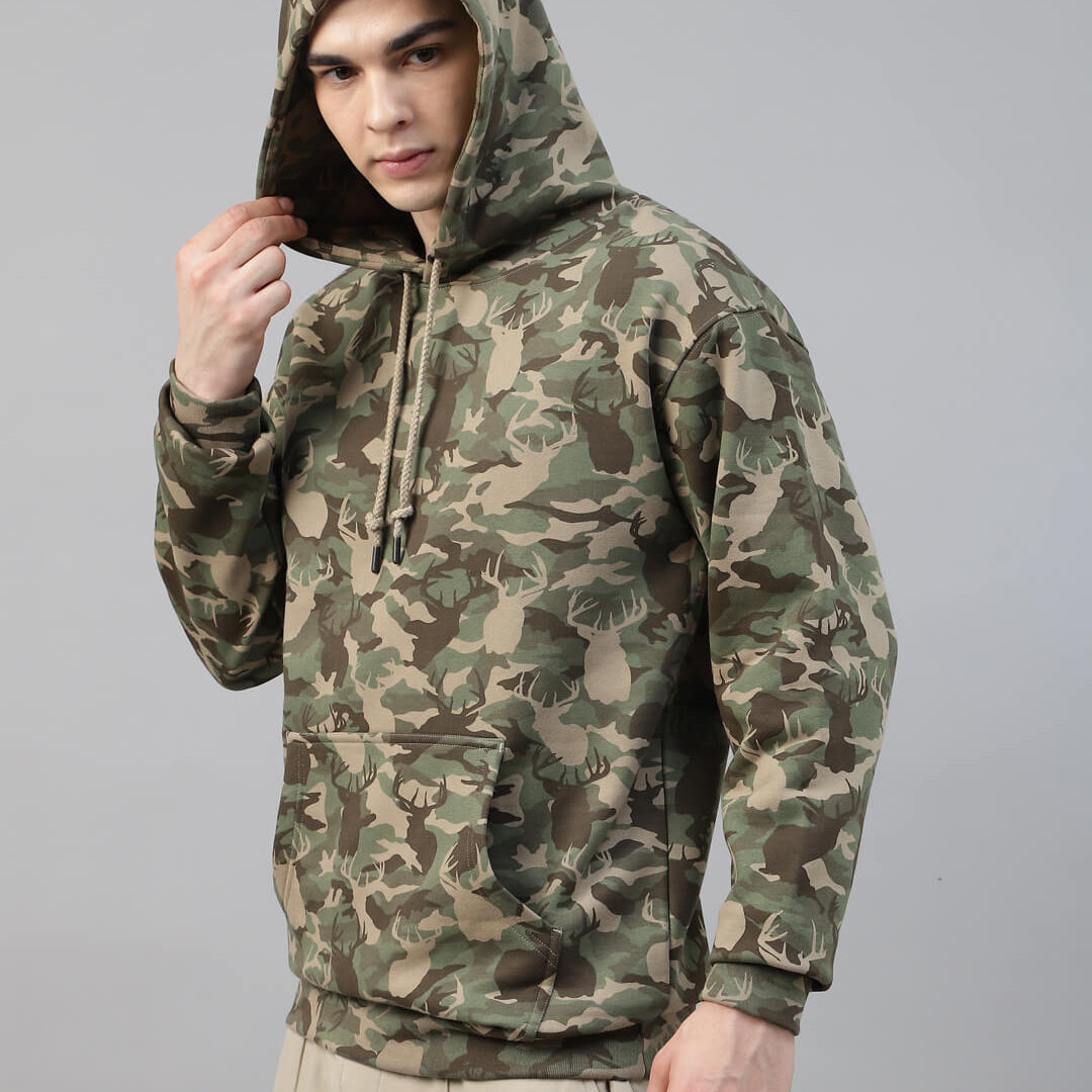 Men's army printed hoodie for winter session