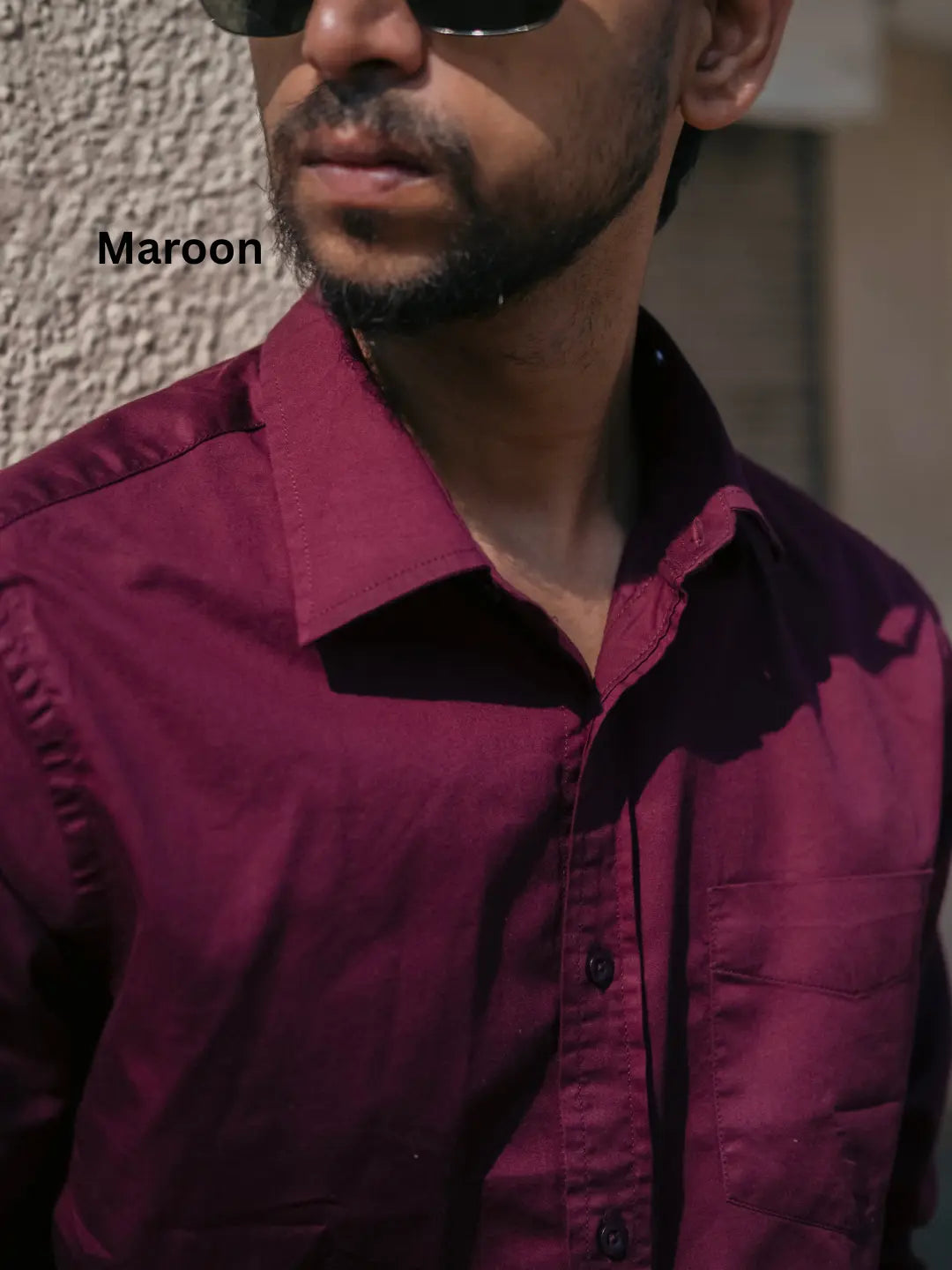 premium maroon satin shirt for men