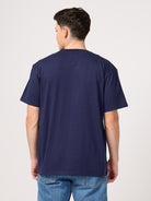 round neck blue tshirt back photo