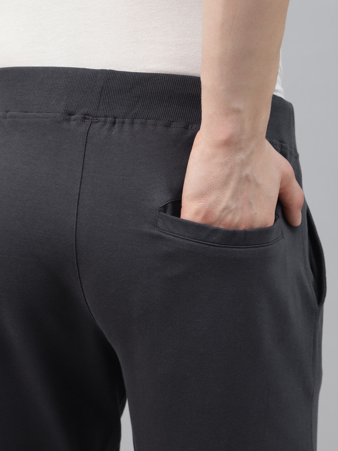 men's grey cargo jogger, showing back pocket