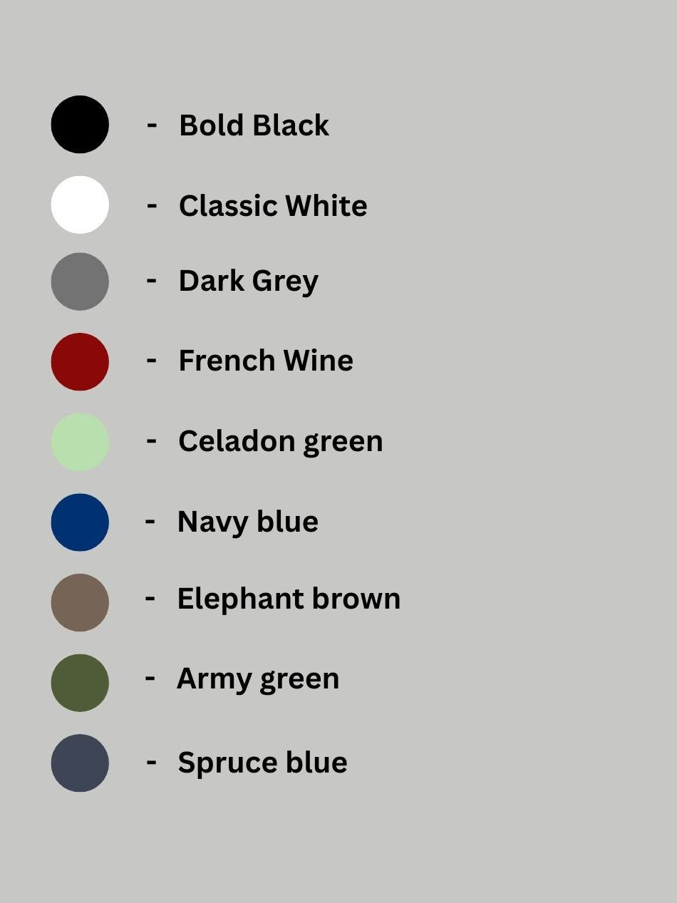 Color swatches with labels on a gray background