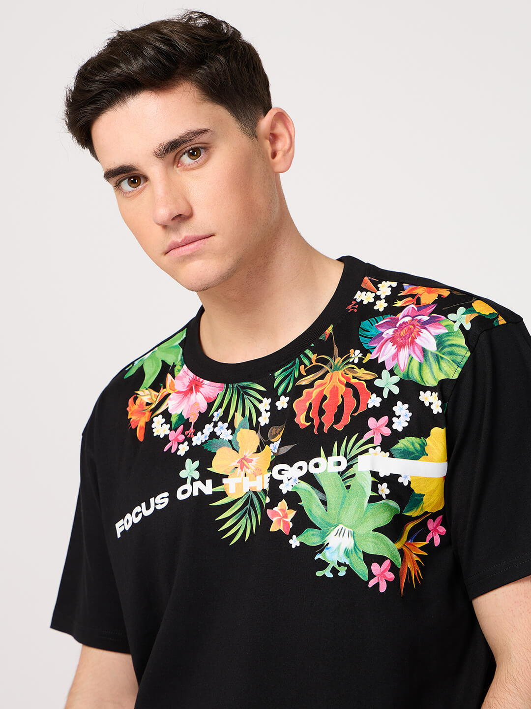 black floral printed t shirt for men