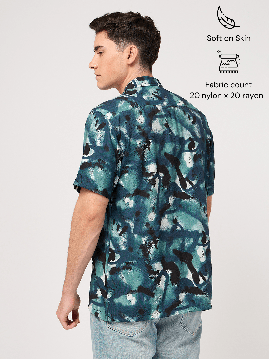 half-sleeve blue rayon resort shirt