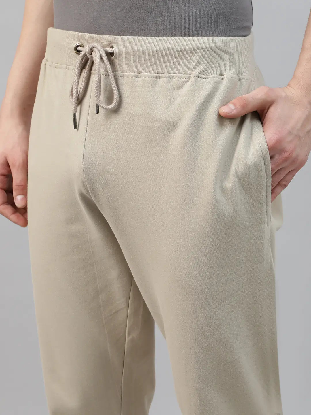 Beige regular jogger for men with a drawstring