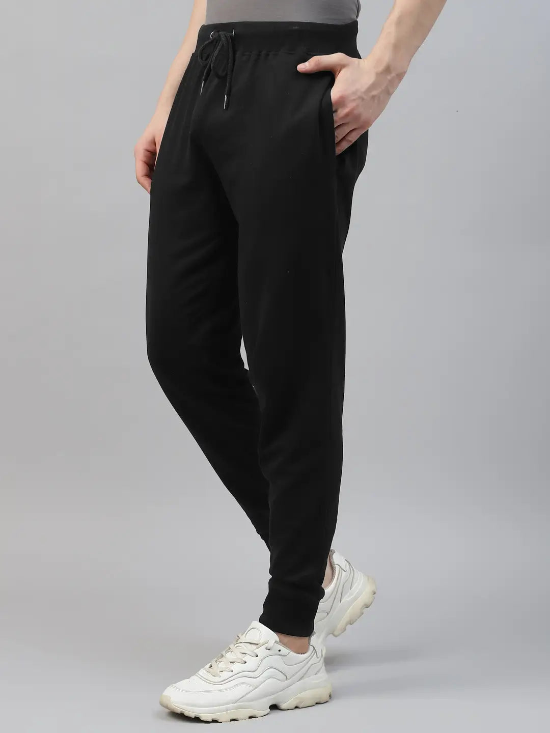 Person wearing black cotton jogger pant