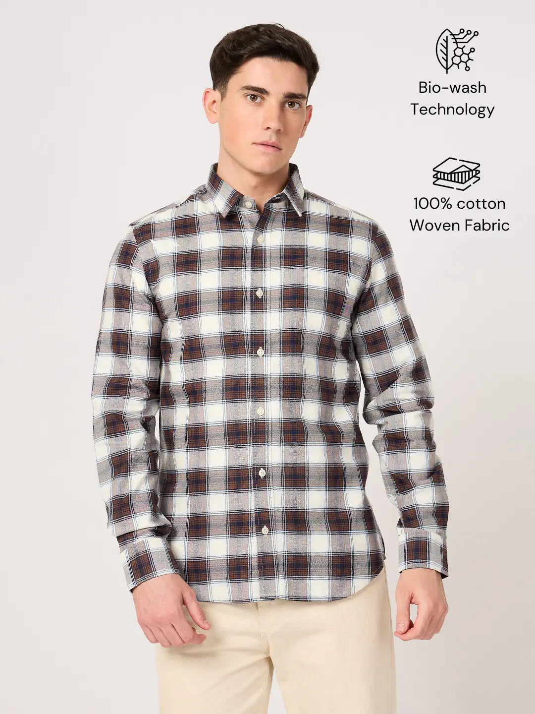 men's oxford cotton bold maroon check shirt