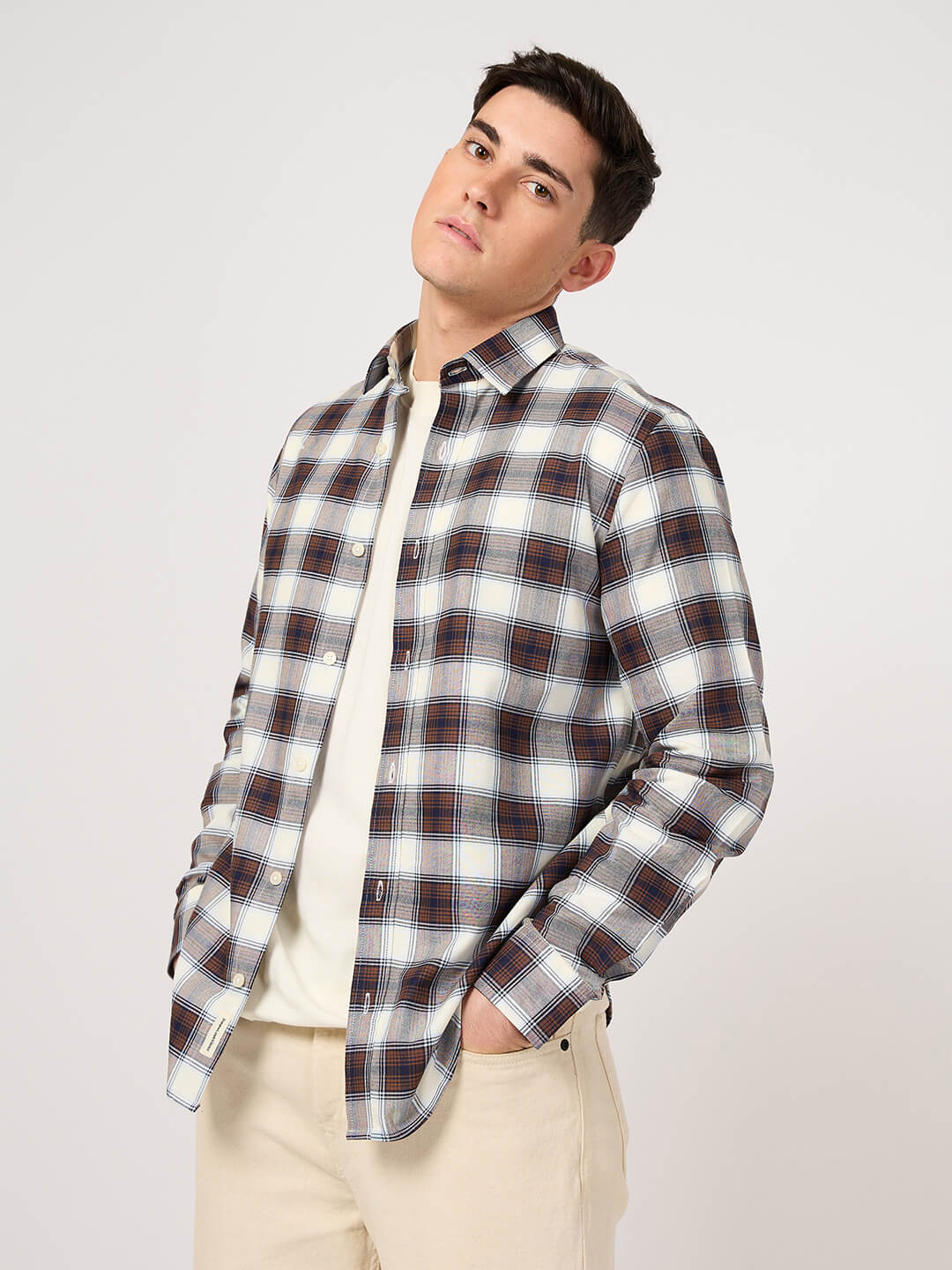 stylish oxford cotton bold maroon check shirt for men