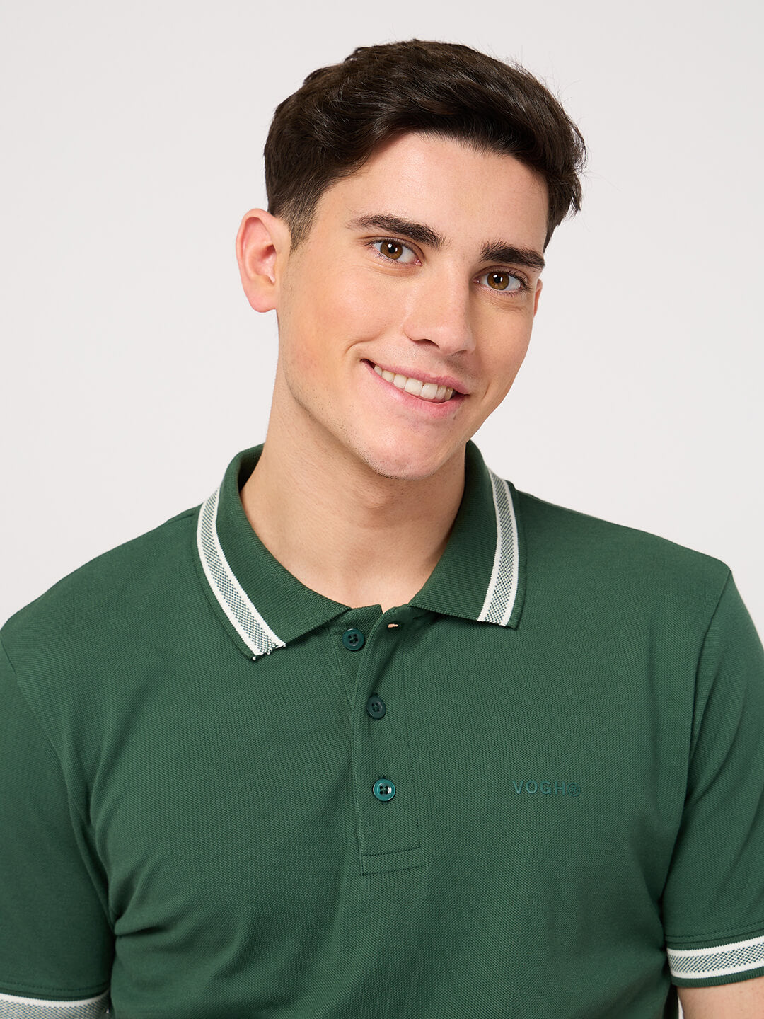 green polo t shirt made from bio-washed cotton pique fabric