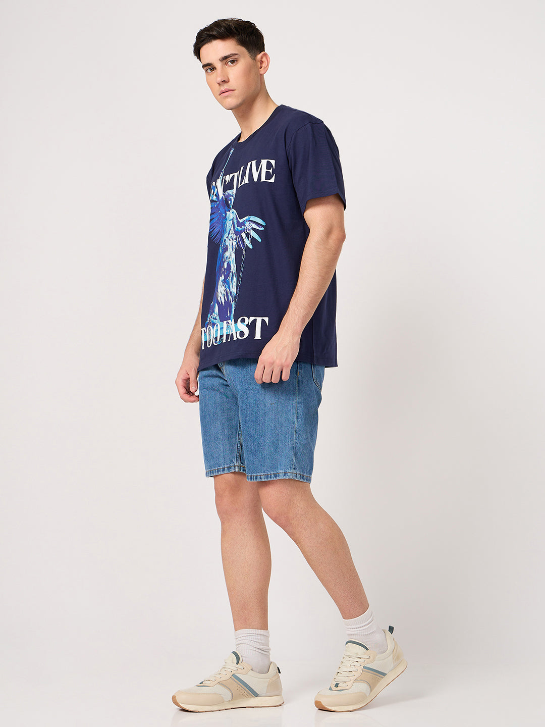 stylish blue printed t shirt for men