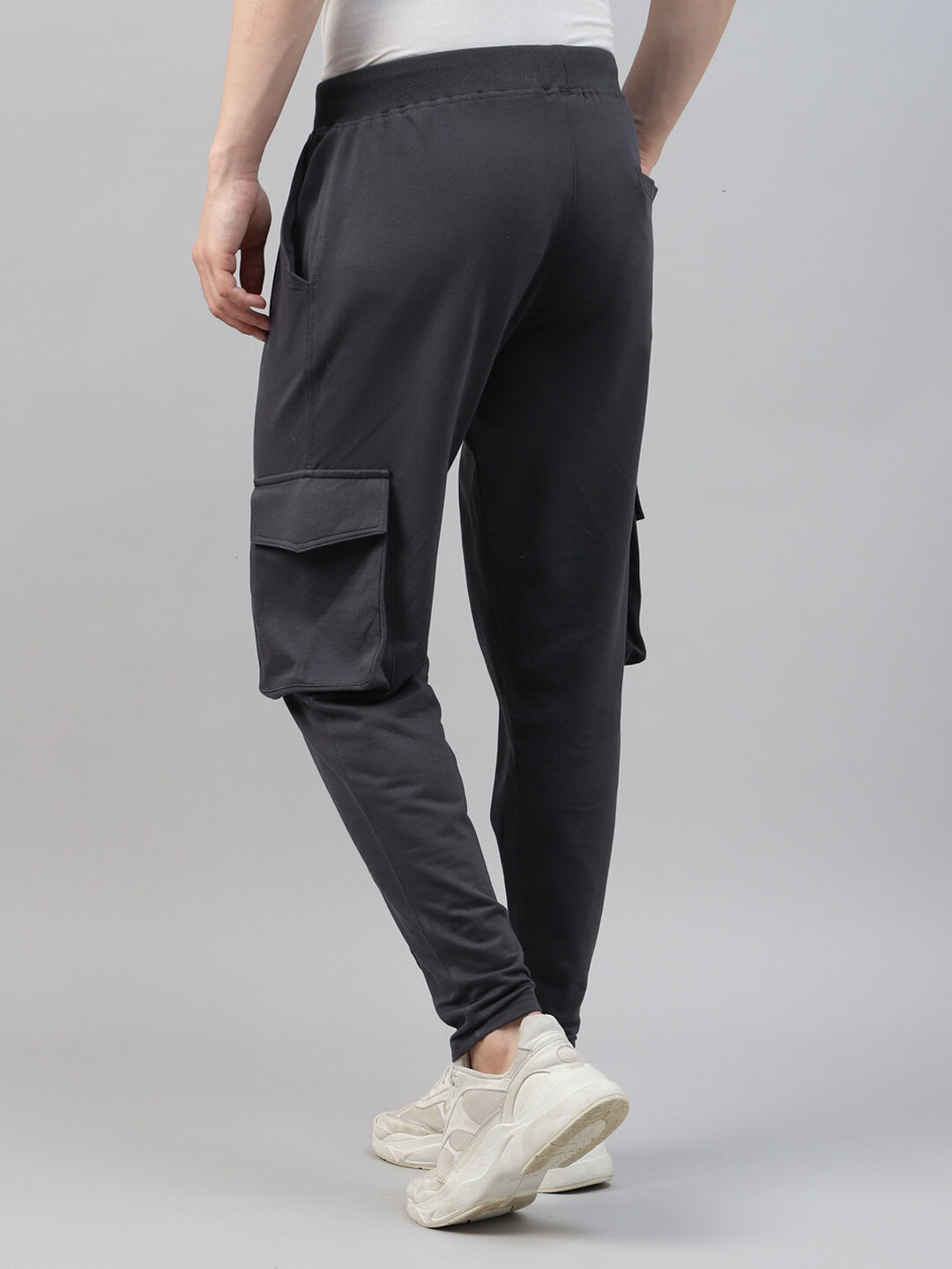 mens grey cargo pant back side photo
