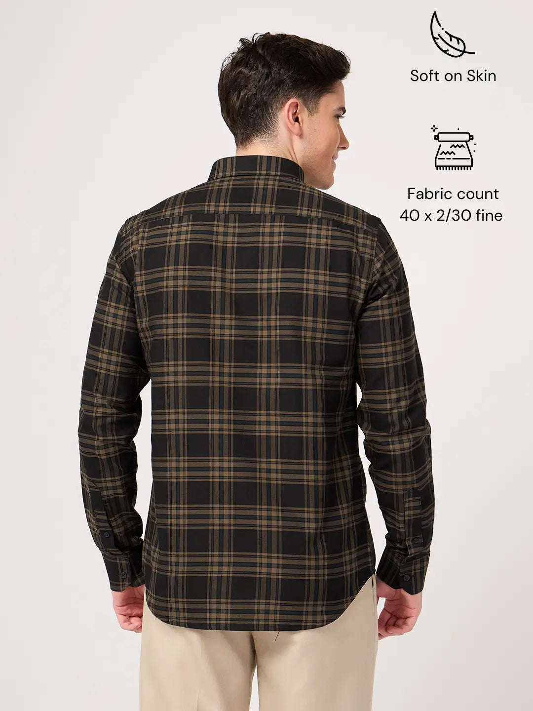 Pure Cotton Brown Check Shirt for men