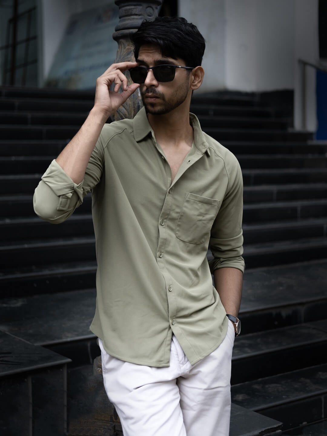 grey beige plain shirt for men