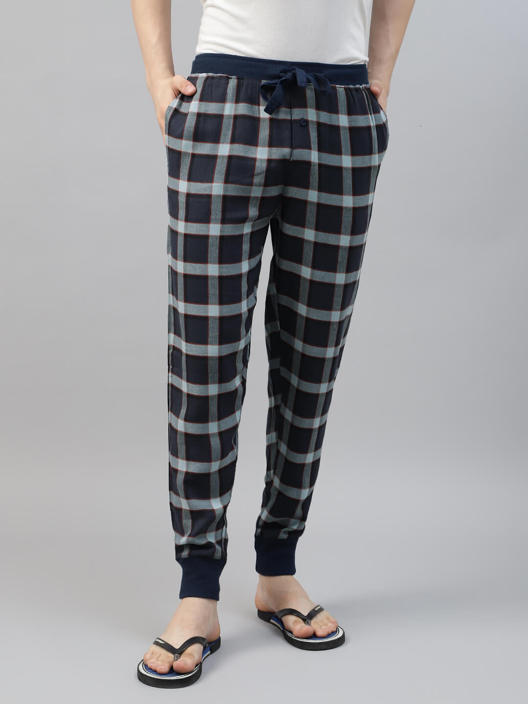black and white checkered jogger pant for men, loungewear
