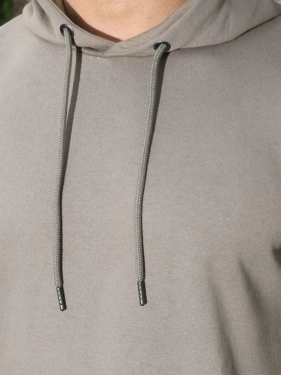 Close-up of a light gray hoodie for men