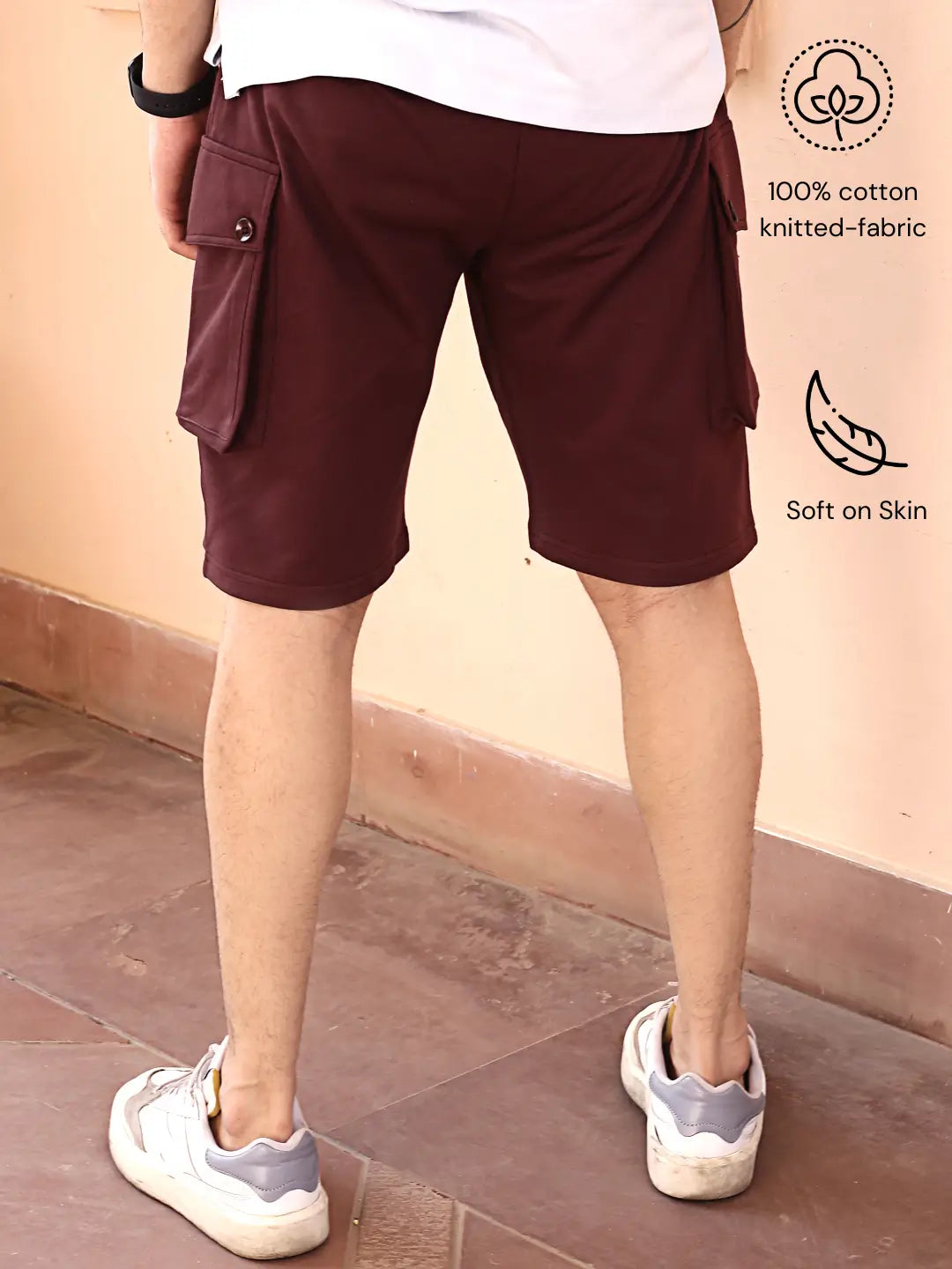 maroon cotton shorts for men
