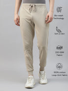 Beige rib jogger pants for men