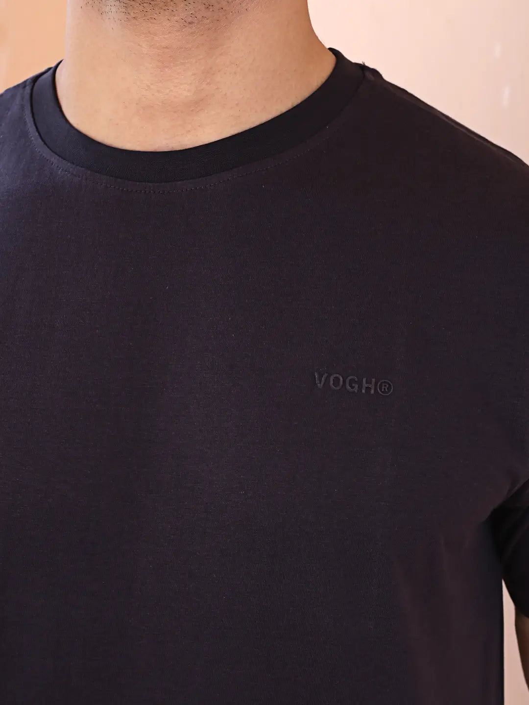 dark grey crew neck cotton t-shirt for men