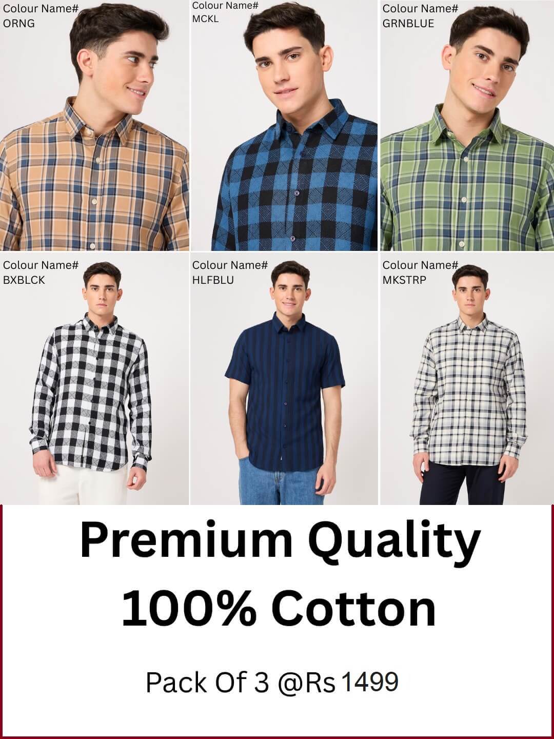 cotton shirts combo for men, pack of 3