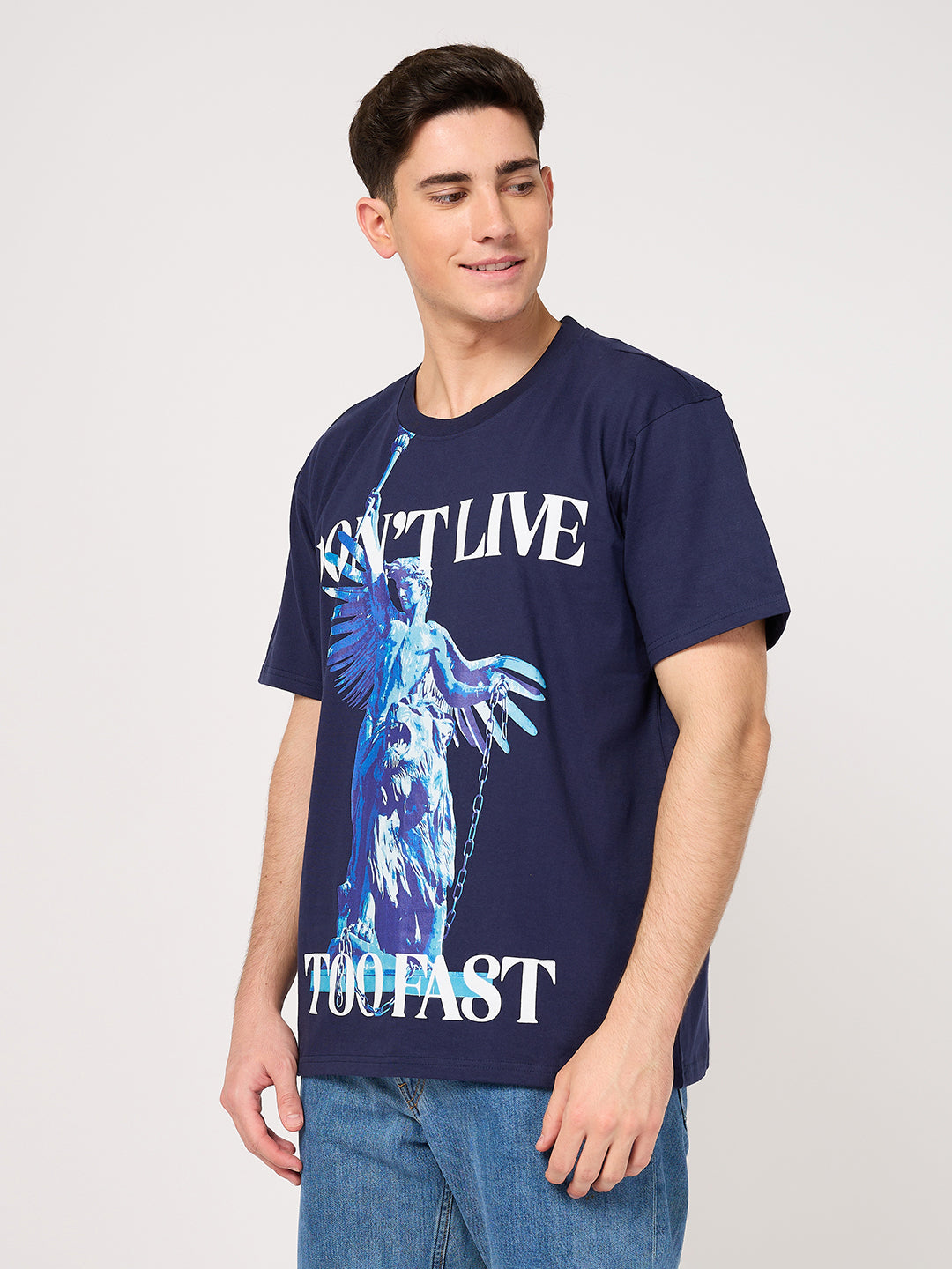 stylish blue printed t shirt for men