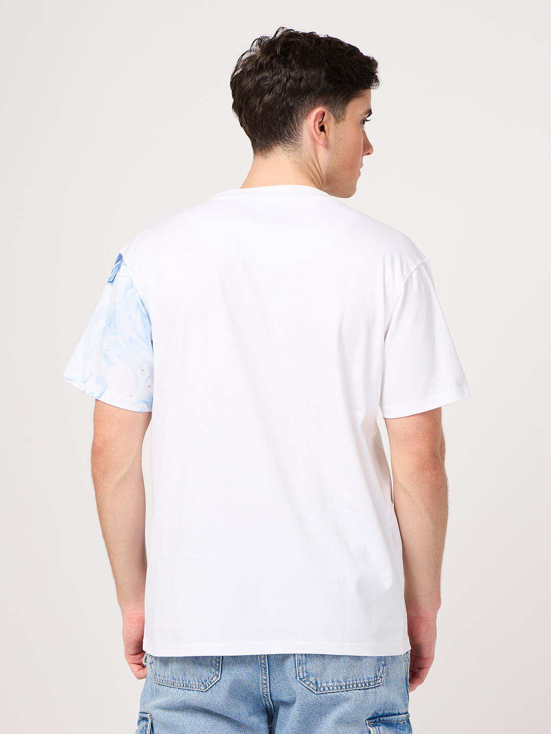 white round neck t shirt back side photo