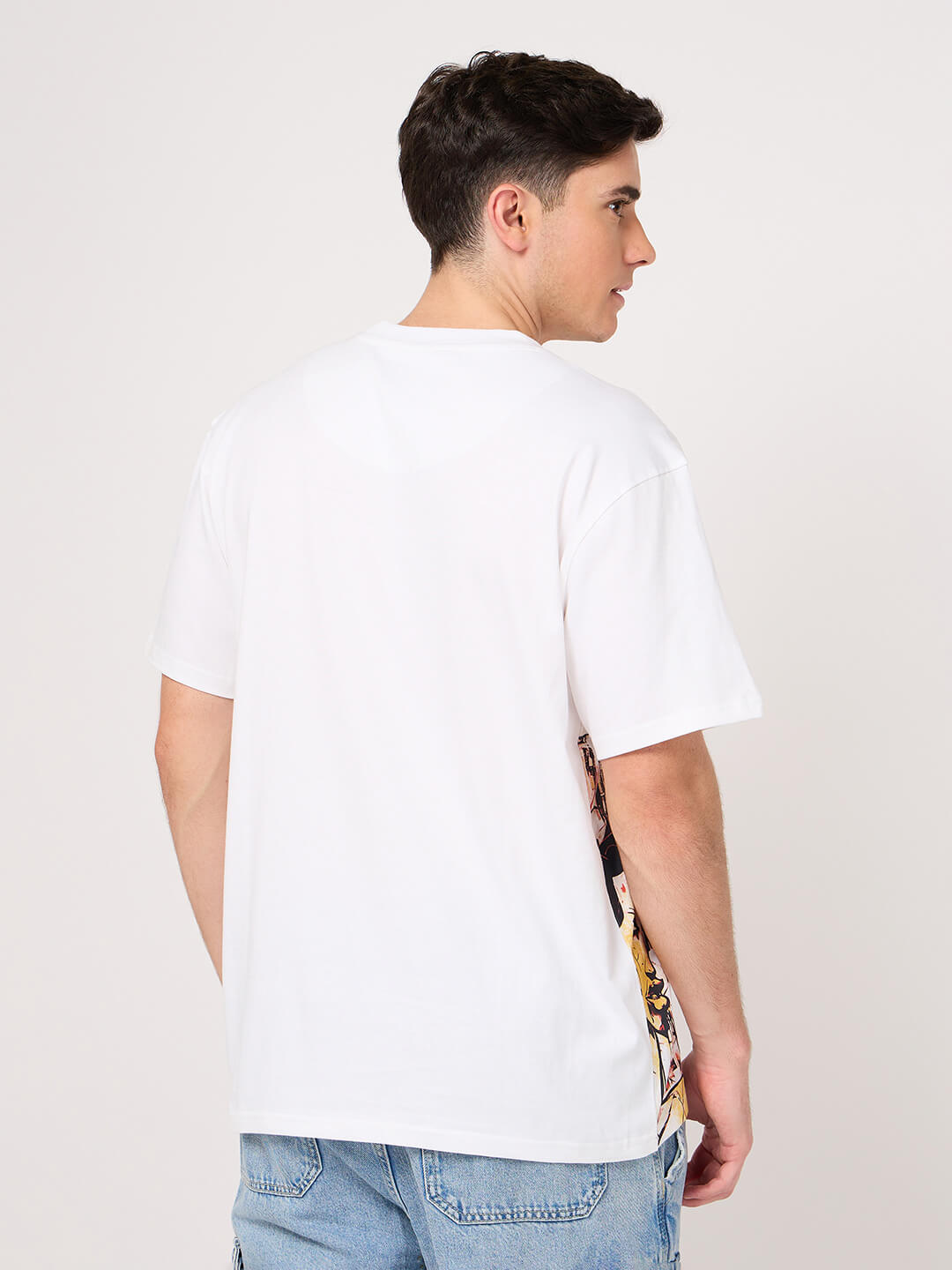 thrust club white round neck t shirt's back photo