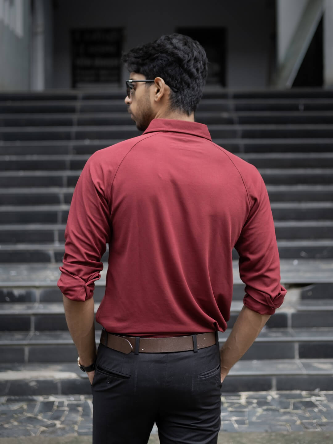 men's solid wine shirt