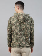 camouflage army print hoodie on a gray background