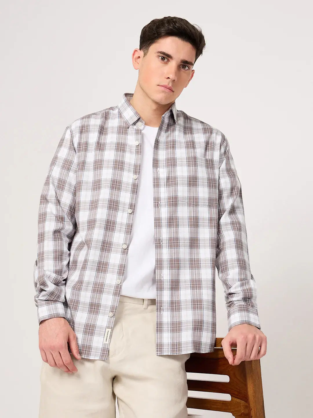 white check shirt