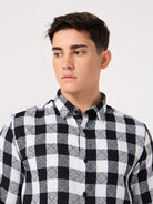 black and white checked shirt for men
