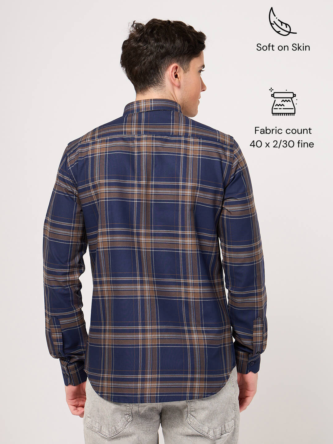 blue check shirt for men