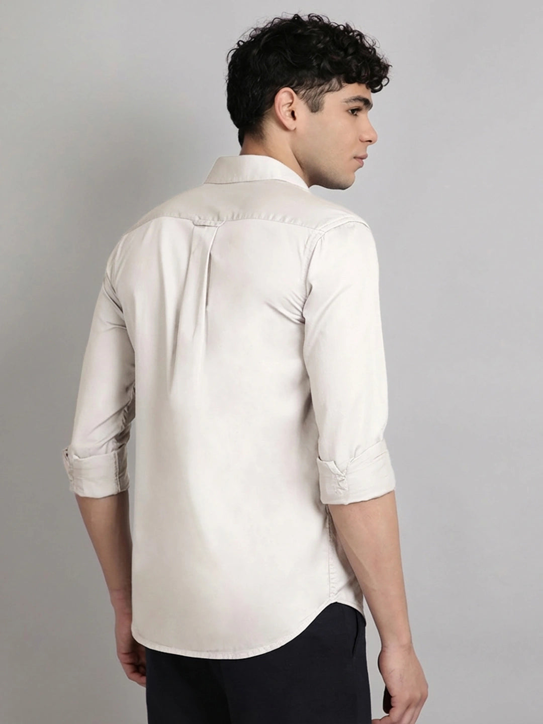 full sleeve white satin shirt for men