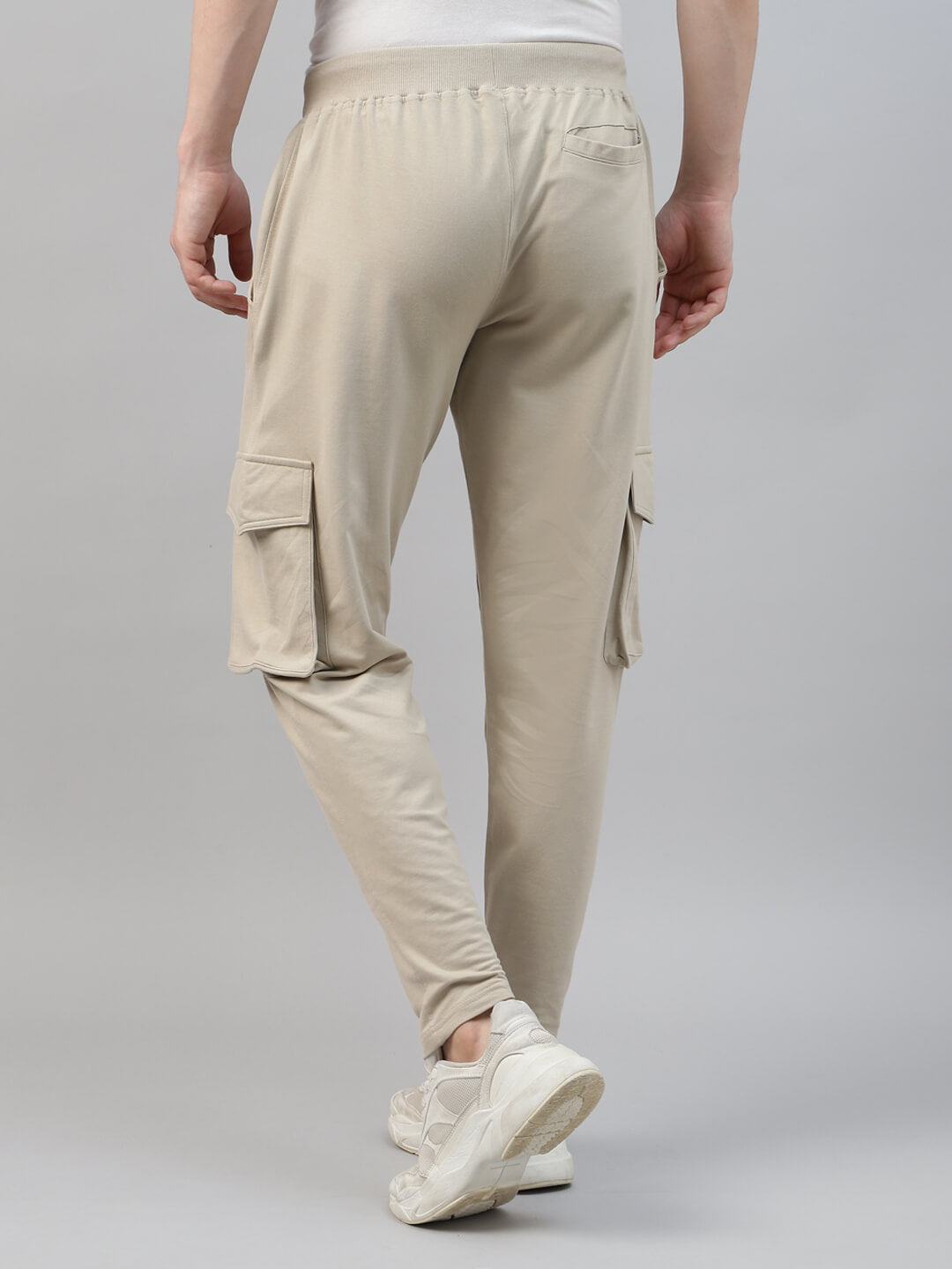 Beige cargo joggers for men
