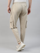Beige cargo joggers for men