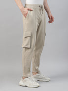 Beige cargo jogger pants for men