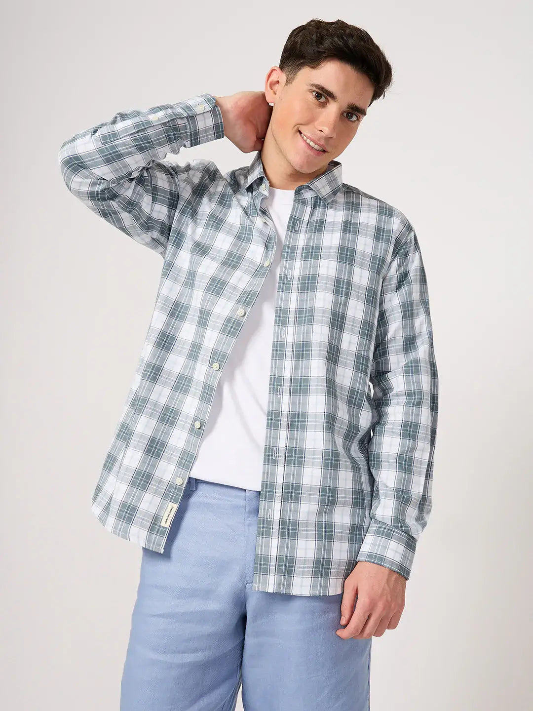 cotton grey check shirt