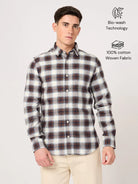 men's oxford cotton bold maroon check shirt