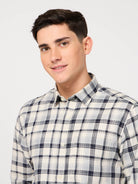 cotton black white check shirt