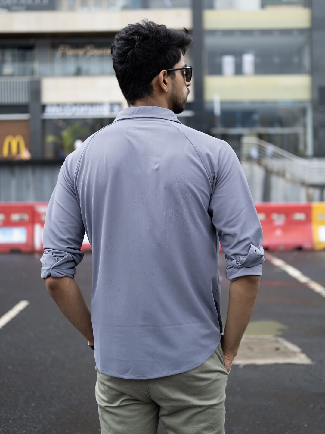 solid grey shirt for men wth raglan sleeve