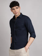 plain navy blue shirt for men