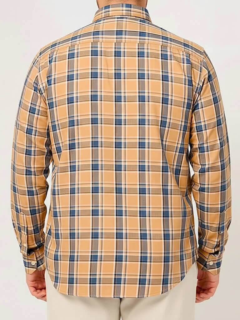 plus size cotton check shirt for men