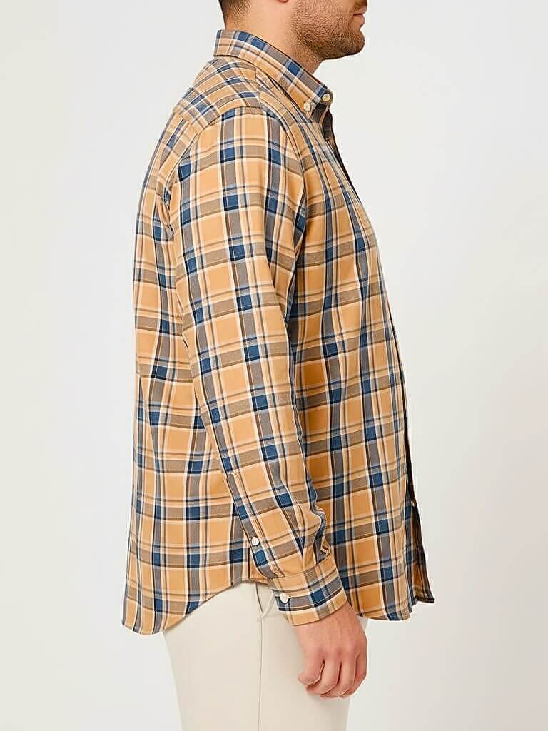 orange check shirt