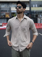 pebbel grey plain shirt for men