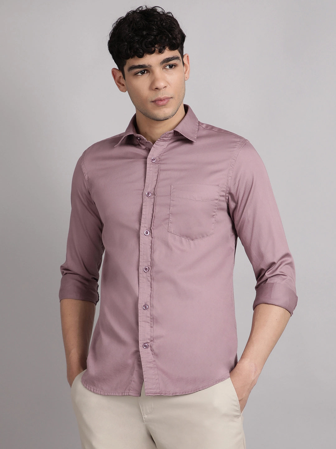premium solid satin shirt for men