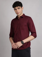 satin shirt for men maroon color