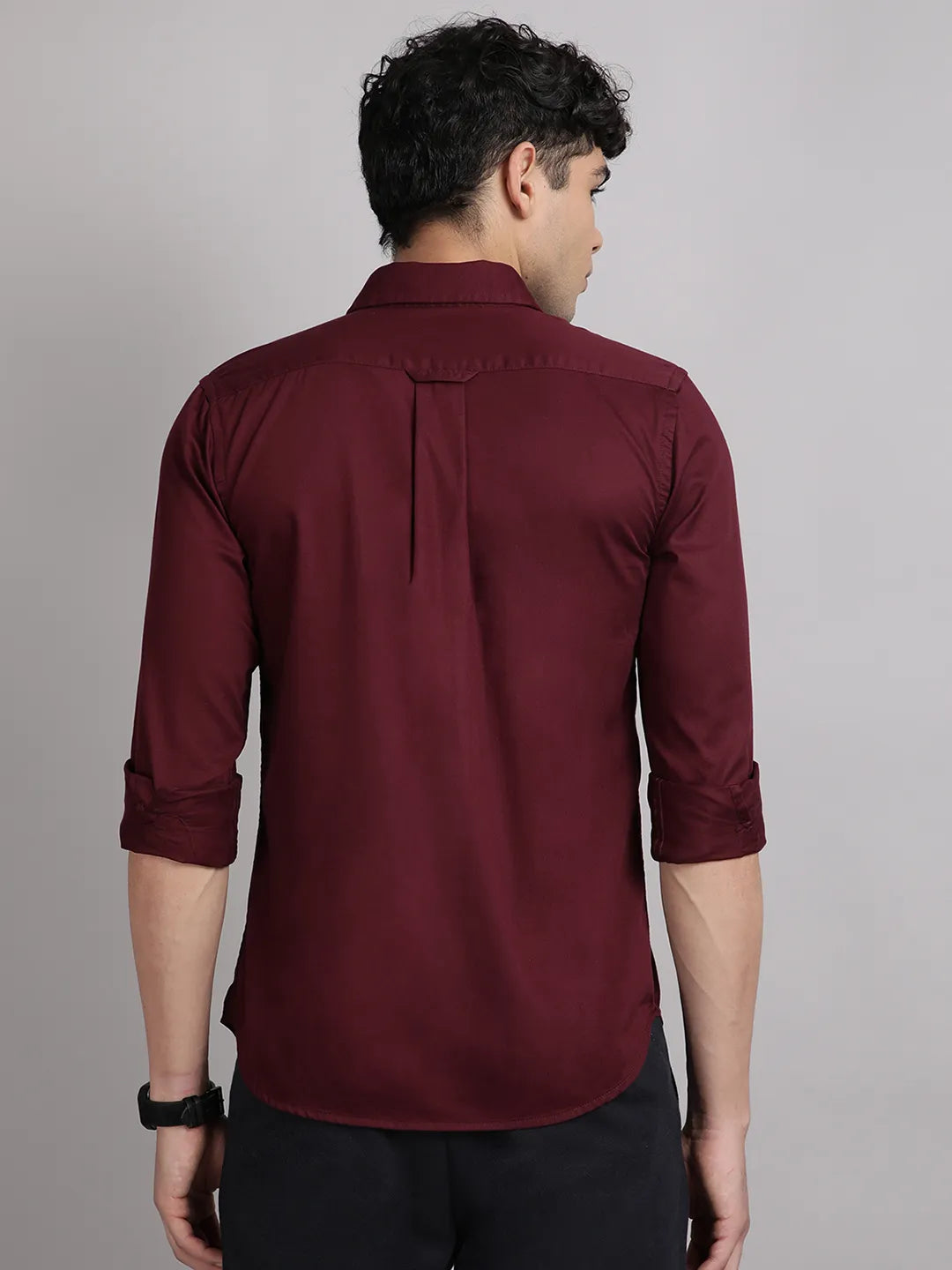 solid maroon satin shirt